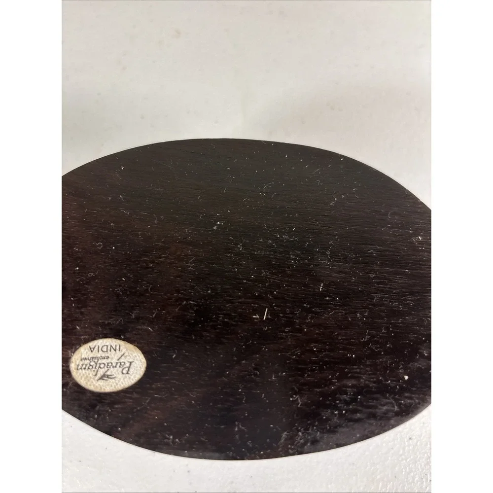 Brass Coat Of Arms Etched On A Walnut Oval  Vintage Trinket Jewelry Box 5.5